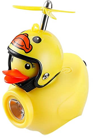 Gelbe Enten-Fahrradklingel - Lenker-Fahrradhupen für Kinder und Enten-Autoverzierungen - Silikonhülle Geschenk für Kinder mit praktischem Licht in Entenform Fowybe
