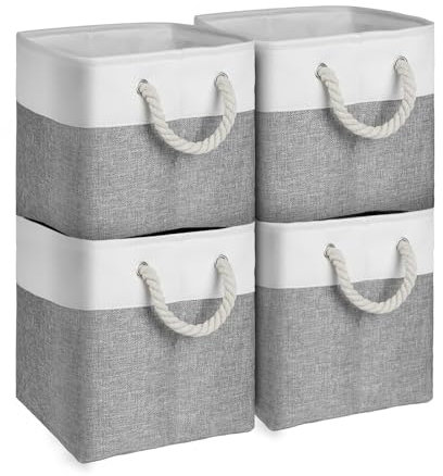 flintronic 4PCS Cubos de almacenamiento de Tela Plegables, 30*30*30cm, 4 Caja de Almacenaje Plegable, Almacenamiento de Tela no Tejida, con Asas, para Organizar Ropa, Juguetes y Sábanas en Armarios