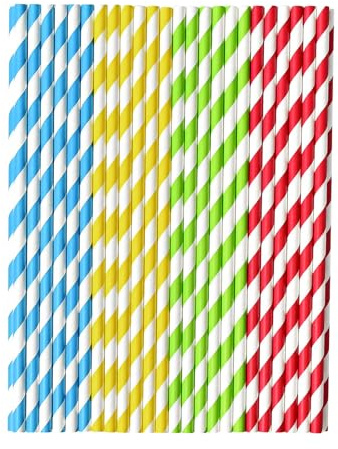 Pailles en Papier, 400 Pieces Paille Jetable, Coloré Papier à Rayures Paille, Colorées en Papier, pour Smoothie, Milkshake, Boissons Glacées, Jus, Cocktails, Anniversaires, 4 Couleurs