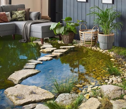 Benutzerdefinierte Selbstklebende Boden Wandtapete 3D Steinbach,150 * 105cm Bodenfliesen Aufkleber Wohnzimmer Studie Pvc Wasserdicht Tragen 3D Bodenbelag Tapete