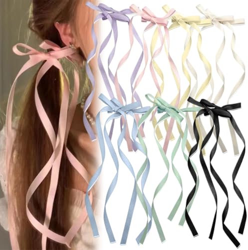 VURYAPI 14 Stück Lange Bänder Haarschleife Haarspangen Damen Schleife Haare Schleifenband Haarspange Haarschleifen Mädchen Satinband Schleifen Haarclips Hair Clip Hair Accessories Women