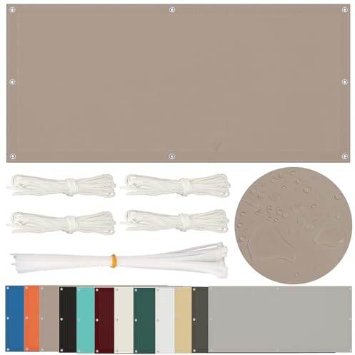 Sonnensegel Wasserdicht Rechteckig 1,5x2M mit Ösen - Segeltuch für Balkon, Terrasse und Garten, UV Schutz, Schwer, Braun