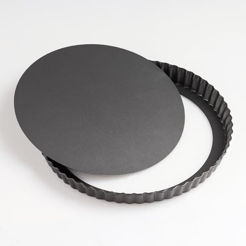 JUNART 24cm Backform, runde antihaftbeschichtete Tarteform mit abnehmbarem Boden, Spülmaschinenreiniger, Pizzablech, Kuchenform