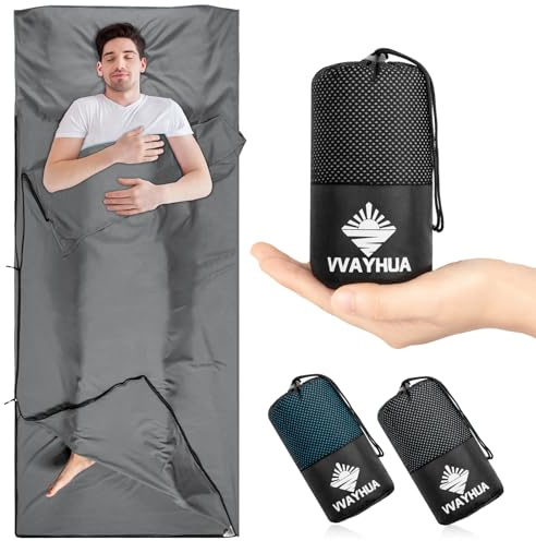 VVAYHUA Hüttenschlafsack,Ultraleichte tragbare Reiseblätter aus Satinmaterial mit Zwei-Wege-Reißverschlüssen,Erwachsene Camping Blatt für Rucksacktourismus,Hotel,Geschäftsreisen
