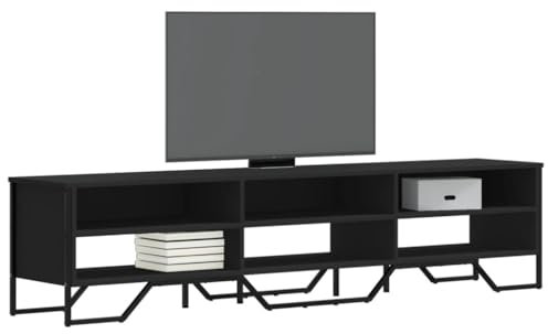 Sufrk Meuble TV noir 180 x 34 x 41 cm en bois multicouche, meuble TV pour TV, meuble TV et tiroir, armoire console buffet moderne