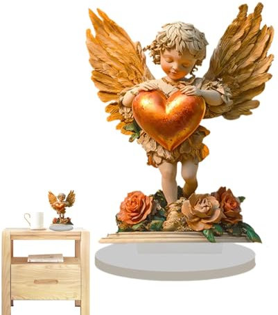Valentine Golden Angel - Lustige Engel Tischschilder für Home Studio | Dekorative Wohnaccessoires | Urlaub Goldener Engel Figur | Retro Gold Engel Junge | Engel für Restaurant