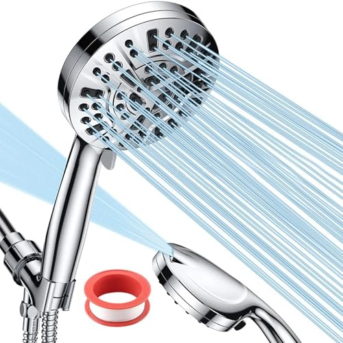Soffione doccia con tubo flessibile – Tubo flessibile | Robusto soffione flessibile con acqua | Design a risparmio e a prova di perdite per la casa | da bagno | Palmare ad alta pressione