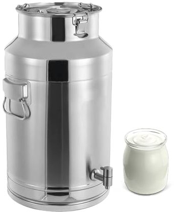Adima 304 Milchkanne Schwerlast Milcheimer Edelstahl 15/20L/28L Hochbelastbar Wein-Eimer Fass Isolierkanne Metal bucket Getreidebehälter Milcheimer praktisch für den Transport,15L