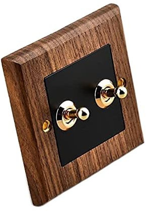 Interruptor de Palanca, Interruptor, interruptor de palanca, palanca de latón, panel de interruptor de madera maciza, interruptor antiguo tipo chino 86, retro(2gang)