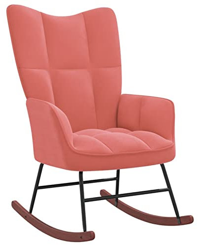 Xichuzi Schaukelstuhl, Sessel Wohnzimmer, Schaukelsessel, Stillsessel, Schwingsessel, Tv Sessel, Ohrensessel, Rocking Chair, Relaxsessel, Rosa Samt