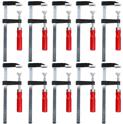 SBGGRL Schraubzwingen-Set, 10er-Pack F-Klemme 300 mm/200 mm/150 mm, Spanneinteilung 50 mm, Gusseisen, für Holzbearbeitung DIY Handwerkzeug, 200 mm