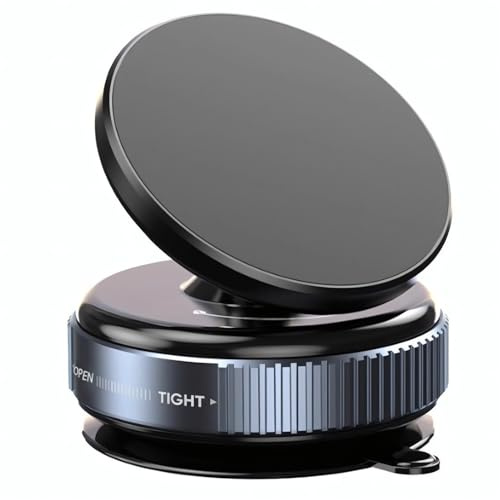 XXHUO Support Téléphone Voiture Magnétique 360° Rotation, Fixation par Ventouse avec Aimant Puissant, Compatible with Magsafe iPhone 12-16 & avec Anneau Magnétique Inclus, Noir
