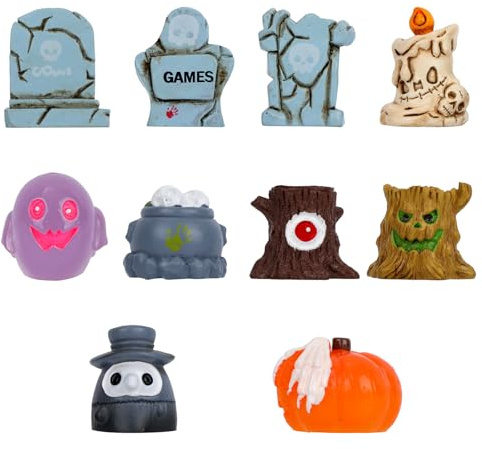 10ud Mini Figuras Resina Halloween, Espeluznantes Miniaturas Fantasmas Calabazas Cráneos Tumbas Dríades Pequeños Adornos para Detalles Fiesta Halloween Relleno Bolsitas Casa Muñecas Decoración
