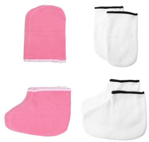Veemoon 4 Guantes Exfoliantes Hidratantes para Manos y Pies Cubre Pies para Cuidado de Durezas y Callos Aptos para Spa Profesional y Doméstico