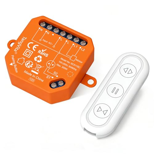 Interrupteur de volet roulant sans fil avec télécommande – Portée de 30 m, technologie RF, universel pour volets roulants et stores solaires, stores