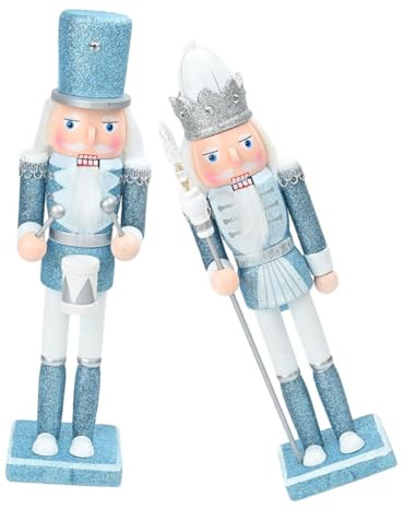 OFFSCH 2pcs Christmas Nutcracker Decorations Festive Nutcracker Figures for Holiday Table Centerpiece Blue Soldier for Xmas Decor and Home Display