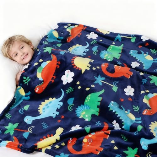 APPCRFM Dinosaur Blanket,Children's Plush Blankets,Kids Dinosaur Throw Blanket,Cartoon Dinosaur Design Thick and Warm Children's Blanket,Perfect for The Office or Naptime At Kindergarten(130 * 100cm)