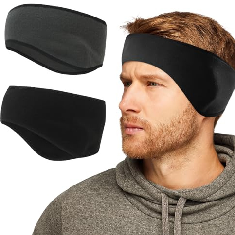 2 Pièces Cache Oreille Femme Homme, Chaleureux Bandeau Hiver, Thermique Extensible Cache-Oreilles, Confortable Elastique Bandeau Cheveux, Sport Headband, pour Sports Ski Course à Pied Cyclisme