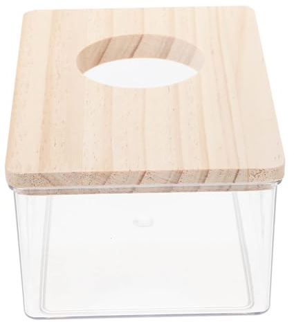 Gadpiparty Sandbadewanne für Hamster mit Holzabdeckung Acrylbox Transparent mit Deckel für Rennmäuse und Meerschweinchen Badezimmer für Kleintiere zum Buddeln und Spielen