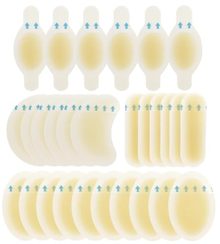 28 Pansements Hydrocolloïdes pour Ampoules - Lot de Formes Variées pour Talon, Orteils et Pied - Coussinets Imperméables pour Randonnée et Chaussures Neuves