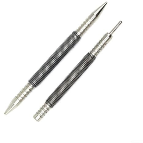 Juego de clavos de resorte de doble cabeza, punzón de acero al carbono de 3500 PSI con puntas de 1/16 y 1/32 pulgadas para carpintería, madera, metal, vidrio, fácil extracción de pasadores de bisagra