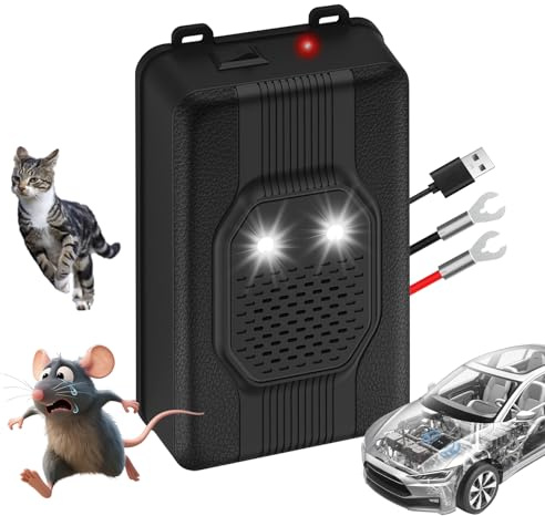 auvstar Ahuyentador de Ratas,Ahuyentador de Ratones con luz Intermitente,Ultrasonido Ratas Alimentación Batería de Coche 12 V, USB o Baterías AA, Repelente Ratas Coche para Autos,Garaje Jardín 1PC