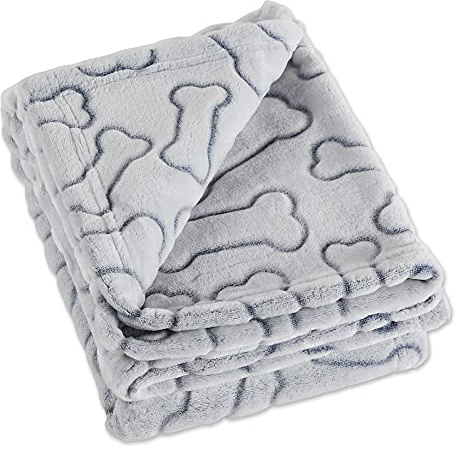 Bone Dry Embossed Bone Print Pet Blanket, 36x48, Gray
