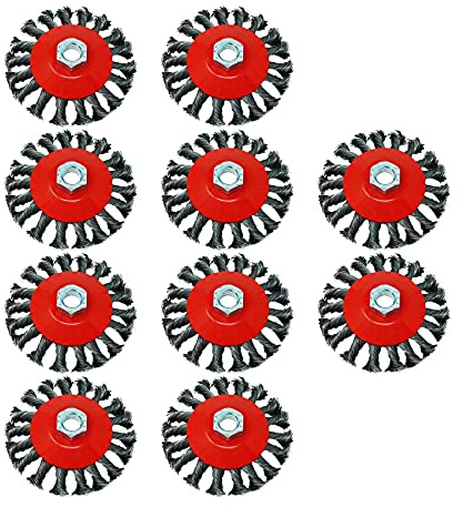 Dapetz ® Twist Knot Semi Flat Wire Wheel Cup Brush 100mm Knotted Carbon Steel Thread Wire M14 Angle Grinder For Removal Weld Cleaning And Sanding 10PCS