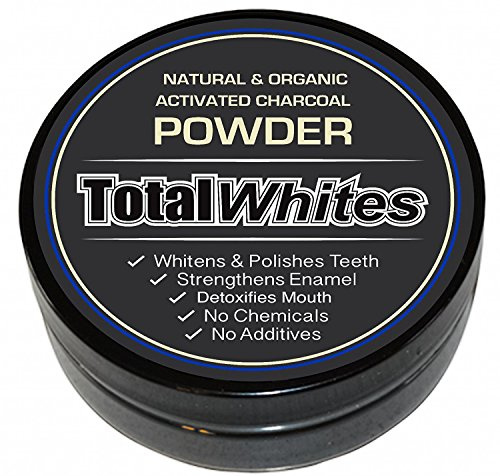 Total WhitesTM All Natural and Organic Activated Charcoal Teeth Whitening, Tooth and Gum Powder 60ml