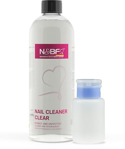 NAILS FACTORY | N&BF Nagel Cleaner Set 1000ml + Dispenser Pumpflasche - 70% Isopropanol Alkohol isopropylalkohol – für Gelnägel – Nagelreiniger – Studioqualität zum Reinigen und Entfetten (Blau 150ml)