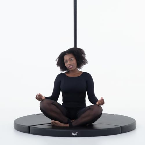 LUPIT Pole Standard Dance Mat - Foldable Crash Mat with High-Grade EPE Foam Padding + Water Resistant Elastic Leather Cover - Protective Fall Safety Cushion for Pole Dancing (Black, 3.14)