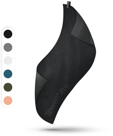 STRYVE Sporthandtuch – Das Original aus DHDL – Towell+ Pro – All Black – 105 x 42,5 cm – Magnetclip & Rutschschutz – Hygienisch & Funktional – Ideales Handtuch fürs Gym verfügbar