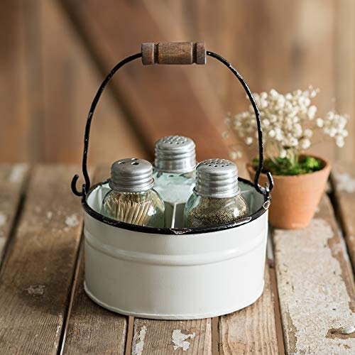 Ctw Home Collection rund hink salt peppar och tandpetare caddie – vit