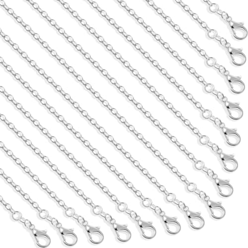 selizo 30 Pack Necklace Chain Silver Plated Necklace Chains Bulk | Cable Chain Charms for Jewelry Making, 1.2 mm (18 Inches)