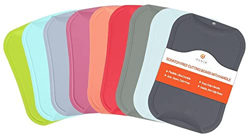 doblé Non-Scratch Flexible Cutting Board for Chopping, Scratch Free Juice Grooves with Easy Grip Handle, Non-Slip Dishwasher Safe for Kitchen (Small (11.2 x 7.79), Sky blue)