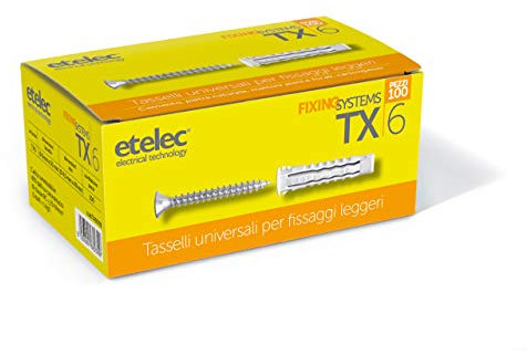 Kit Scatola 100 Tasselli Universali TX6 Nylon 6X30 mm Vite 4,5x40 mm