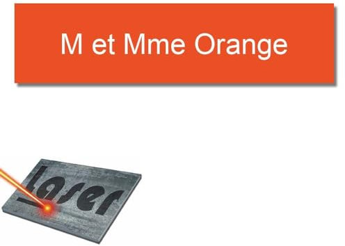 Placa grabada para timbre intercomunicador autoadhesivo, 6 x 1,5 cm, personalizada, 1 a 2 líneas, color naranja