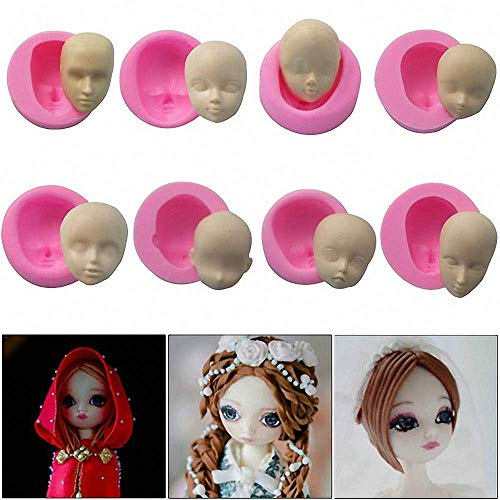 Juego de 8 moldes de arcilla suave con cara de bebé 3D, moldes de silicona para fondant, herramientas de decoración de pasteles, chocolate, caramelo, arcilla polimérica, jabón, moldes de resina