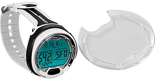 Cressi KS770150 Leonardo Dive Computer, Weiß/Schwarz & Displayschutz Protective lens Leonardo screen, silber, One Size