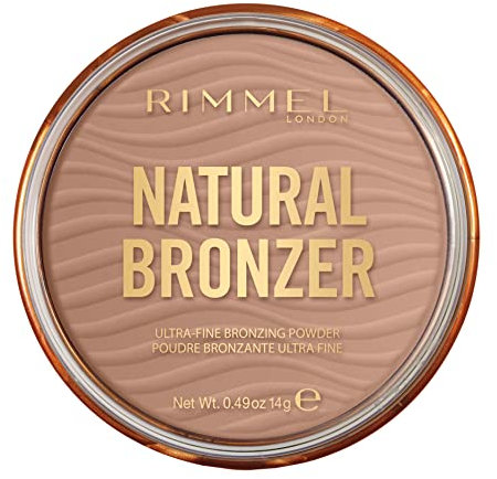 RIMMEL LONDON - Natural Bronzer - Silky-Smooth & Ultra-Fine Bronzing Powder - Sunkissed Look, Mimicking Natural Tan - 001 Sunlight - 14g