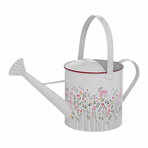Boltze Regadera de metal blanco con flores