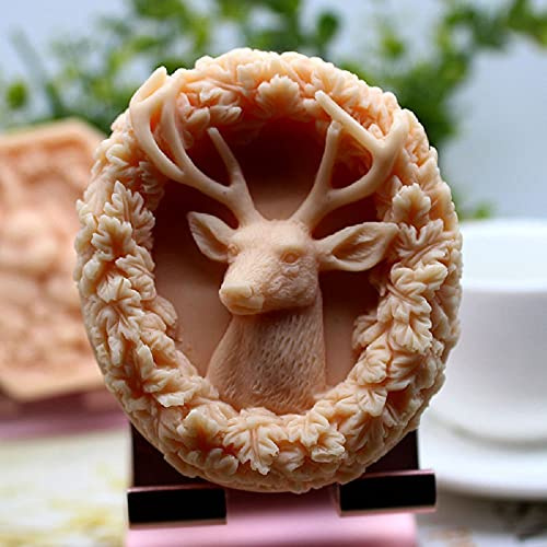 Molde de silicona para jabón de ciervo, forma redonda para decoración de velas y pasteles