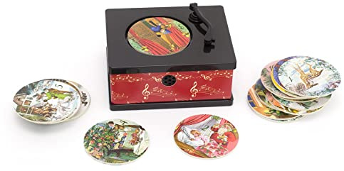 Vintage Style Mini Gramophone Musical Advent Calendar | Christmas Music Box Christmas Advent Calendar | 24 Christmas Carols Songs Phonograph