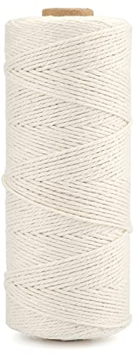 jijAcraft Bäcker Bindfäden Beige Baumwollschnur Makramee Garn 1 mm x 200 Meter, Perfekt für DIY Handwerk, Fleisch Binden, Würstchen Machen