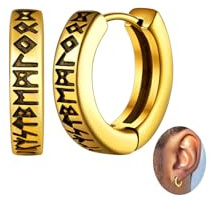 FaithHeart Wikinger Rune Ohrstecker für Herren Damen Edelstah Nordischer Wikinger Rune Creolen Ohrstecker Punk Stil Piercing Ohrschmuck mit Geshenkebox für Freunden Ehemann