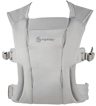 Ergobaby Embrace Soft Air Mesh Babytrage für Neugeborene ab Geburt, 2-Positionen Bauchtrage Baby Tragetasche Ergonomisch, Soft Grey