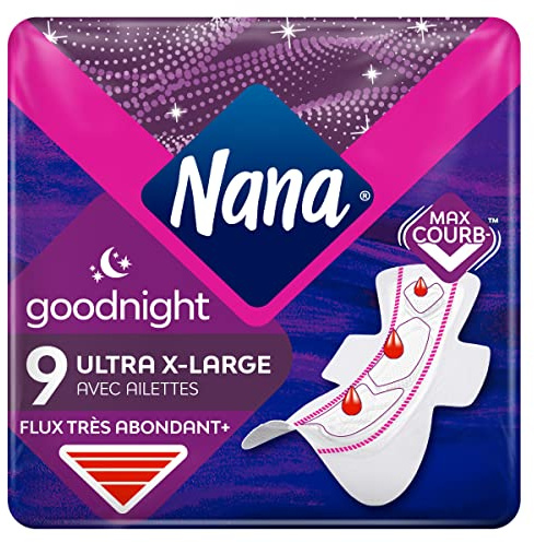 Nana Ultra Extra-Large Avec Ailettes Flux Très Abondants Plus, 9 Serviettes