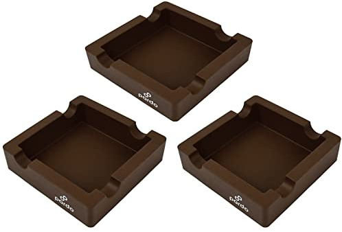 Ceniceros de cigarros para exteriores de Pardo - Cenicero de silicona para cigarros de calibre grande con soporte de cigarros incorporado 4 x ceniceros irrompibles para patio, color marrón