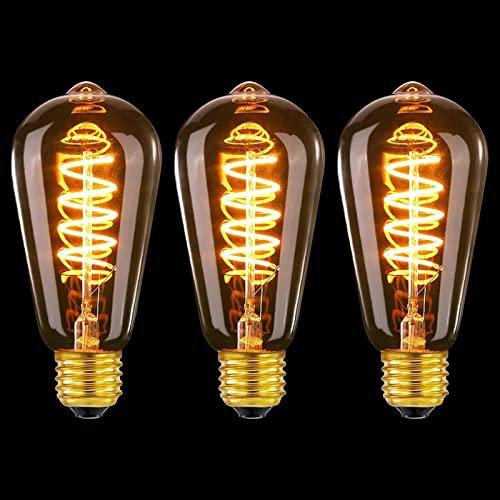 MLOQI Confezione da 3 Lampadine LED Edison Vintage, 4W, 2200K, Lampadine LED Dimmerabili, Stile Antico, Caldo Bagliore Giallo
