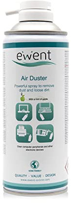 Bomboletta d’Aria Compressa Ewent, profumo mela, 400ml per Pulire Accessori PC, Tastiera, Stampanti, Televisori, Fotocamere e Altri, Spray Contatti con Tubo di Estensione, Rimozione di Polvere-EW5606